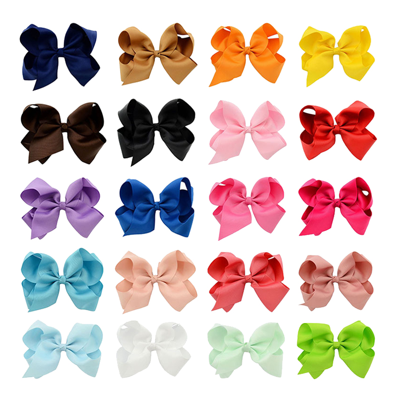 6 inch candy color polyester ribbon children's clip bows