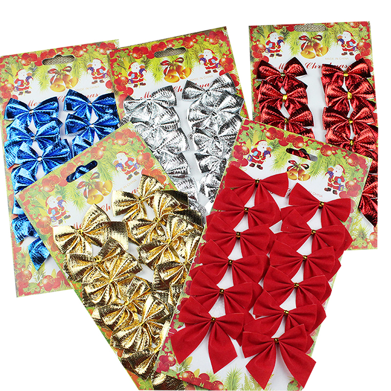Velvet ribbon bow on gold wired twist tie for Christmas decoration