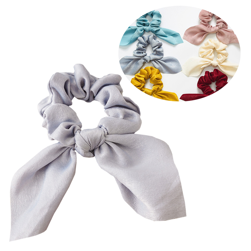Satin knotted bow hair scrunchie for your ponytail