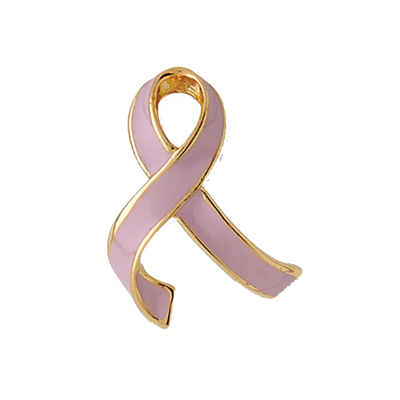 Pink ribbon brooch breast prevention logo breast cancer awareness badge