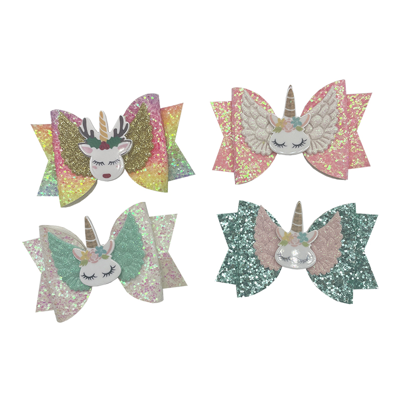 Glitter hair bows with alligator clips for 5 year old girls