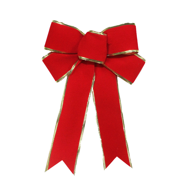 25cm large size glitter velvet wired edge ribbon bows for Christmas tree decoration