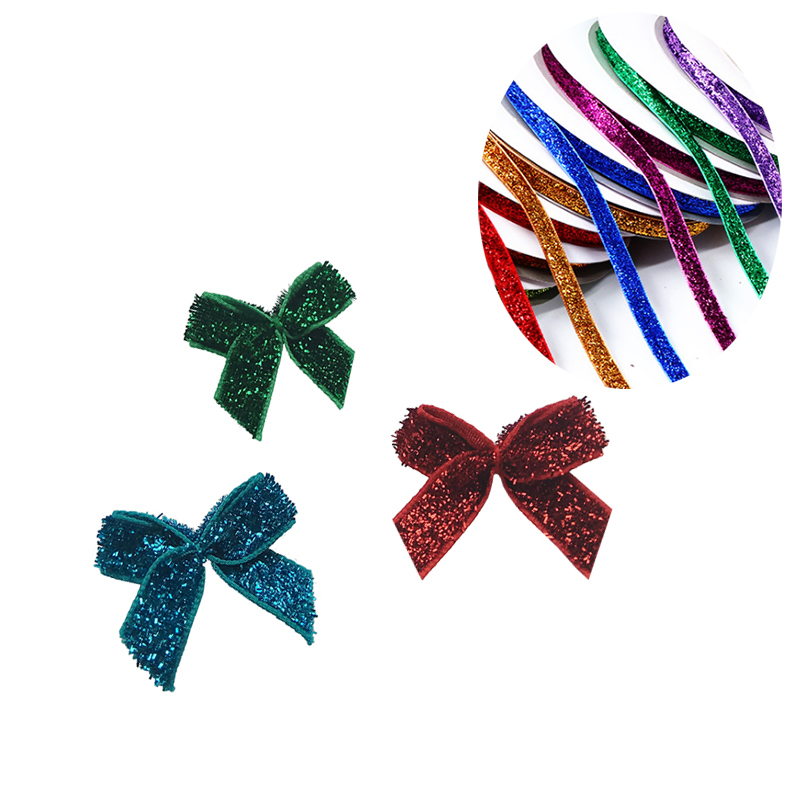 Glitter velvet ribbon bow ready made for Christmas Feqi Decorative