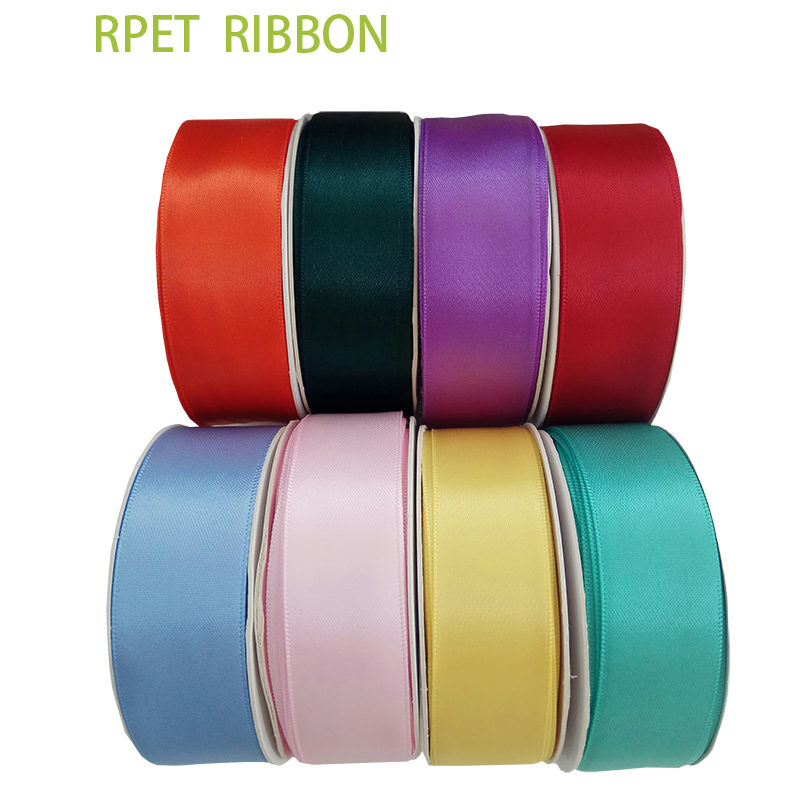 Wholesale RPET ribbon recycled satin solid ribbon