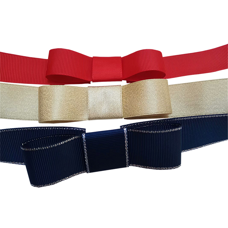 Lurex flat grosgrain ribbon bow with strechy band for gift wrapping
