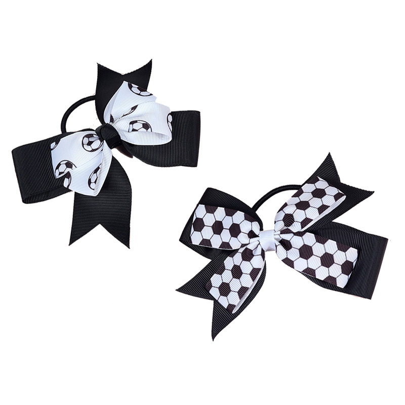 Personalized printed elastic cheerleading bows teen girl football sports team hair ties