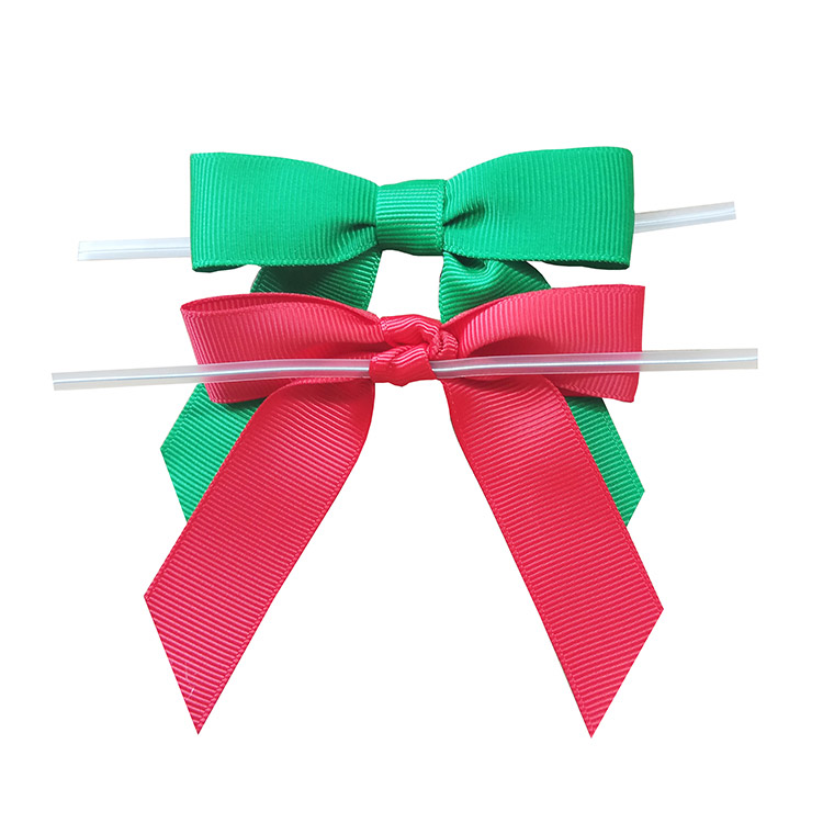 Grosgrain Ribbon Bow With Clear Twist Tie For Christmas T Decoration