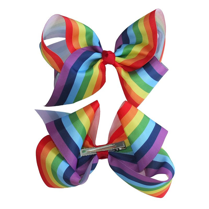 8 inch rainbow flower bow hair accessory for teenage girls