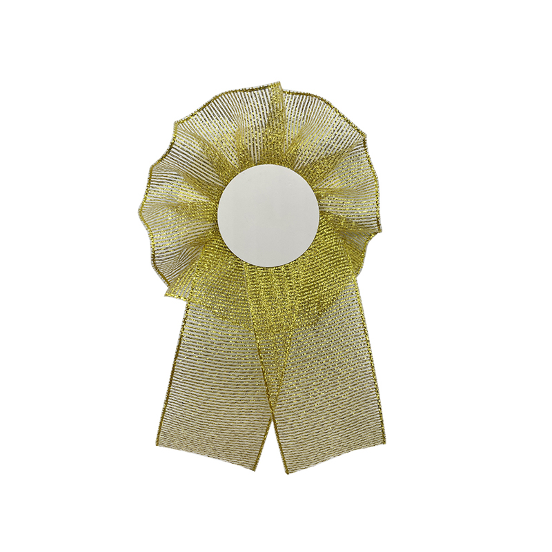 Personalised ribbon award ribbon rosette in pleated metallic ribbons