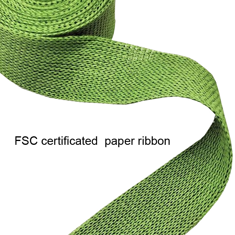 FSC certificated eco-friendly paper ribbon bag handles