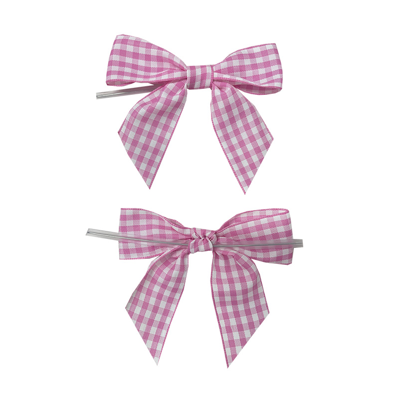 Wholesale promotional 3 inch tartan gingham plaid check ribbon bows for decoration