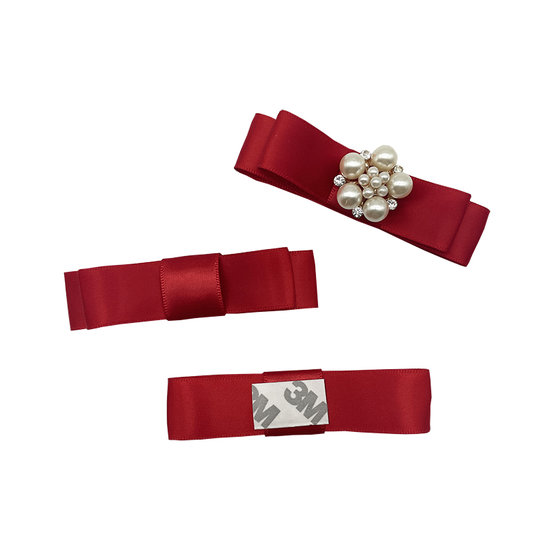 Flat layered ribbon bow with self adhesive for decoration