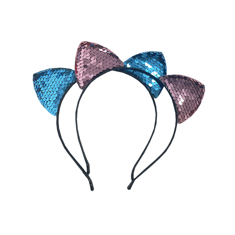 Reversible cat ear plastic hairband for party