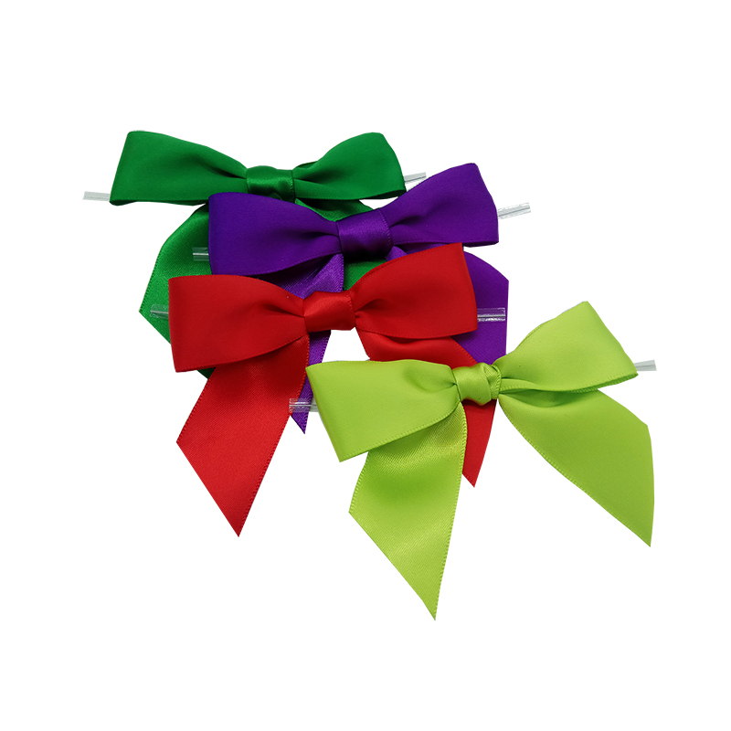 Free sample wired twist tie satin ribbon bows for gift bags