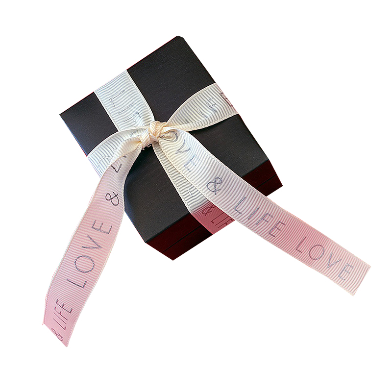 Print ribbon made gift bows for box wrapping