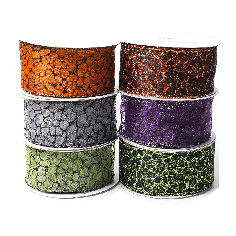 2.5 inch 63mm wired edge Halloween sheer ribbons for decoration