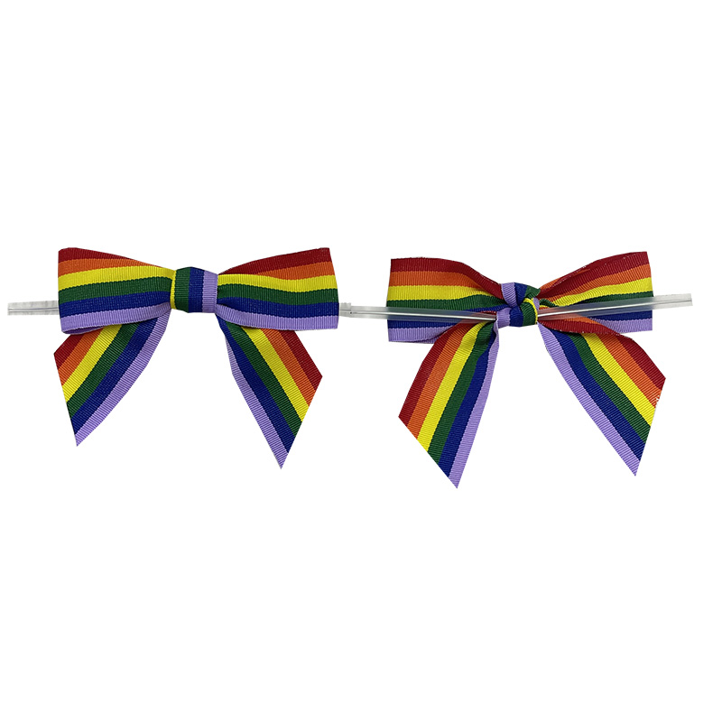 Grosgrain woven striped rainbow ribbon bows for gift wrapping