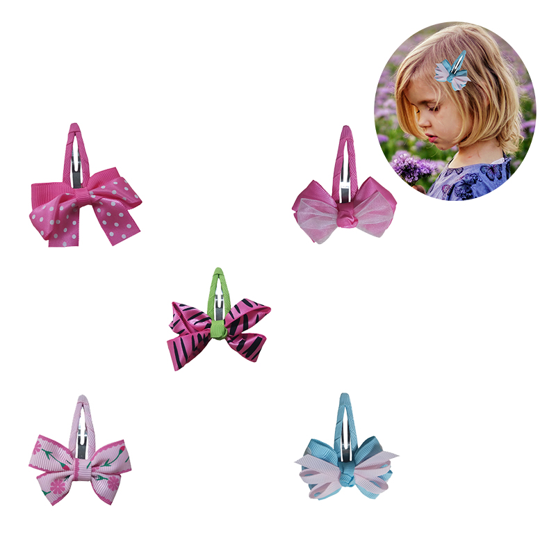 Baby toddler snap clips boutique mini bow hair barrettes