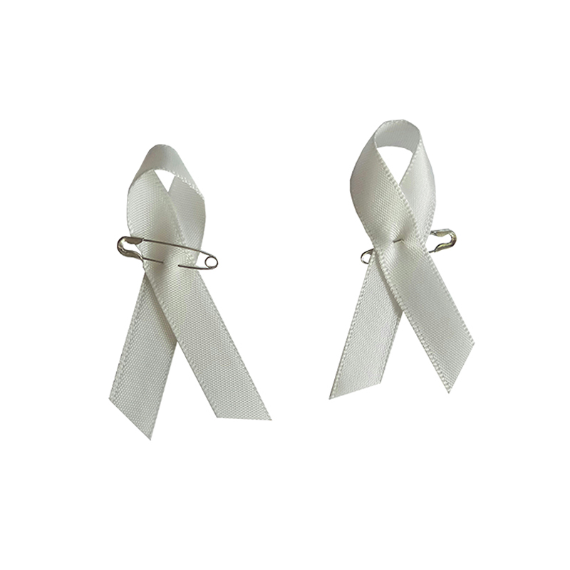 White ribbon awareness lapel pin