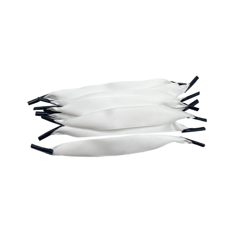 White satin ribbon handles with plastic hooks for paper bags