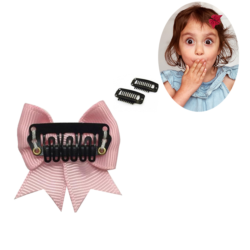 Ribbon bow with snap comb wig clips for baby bangs